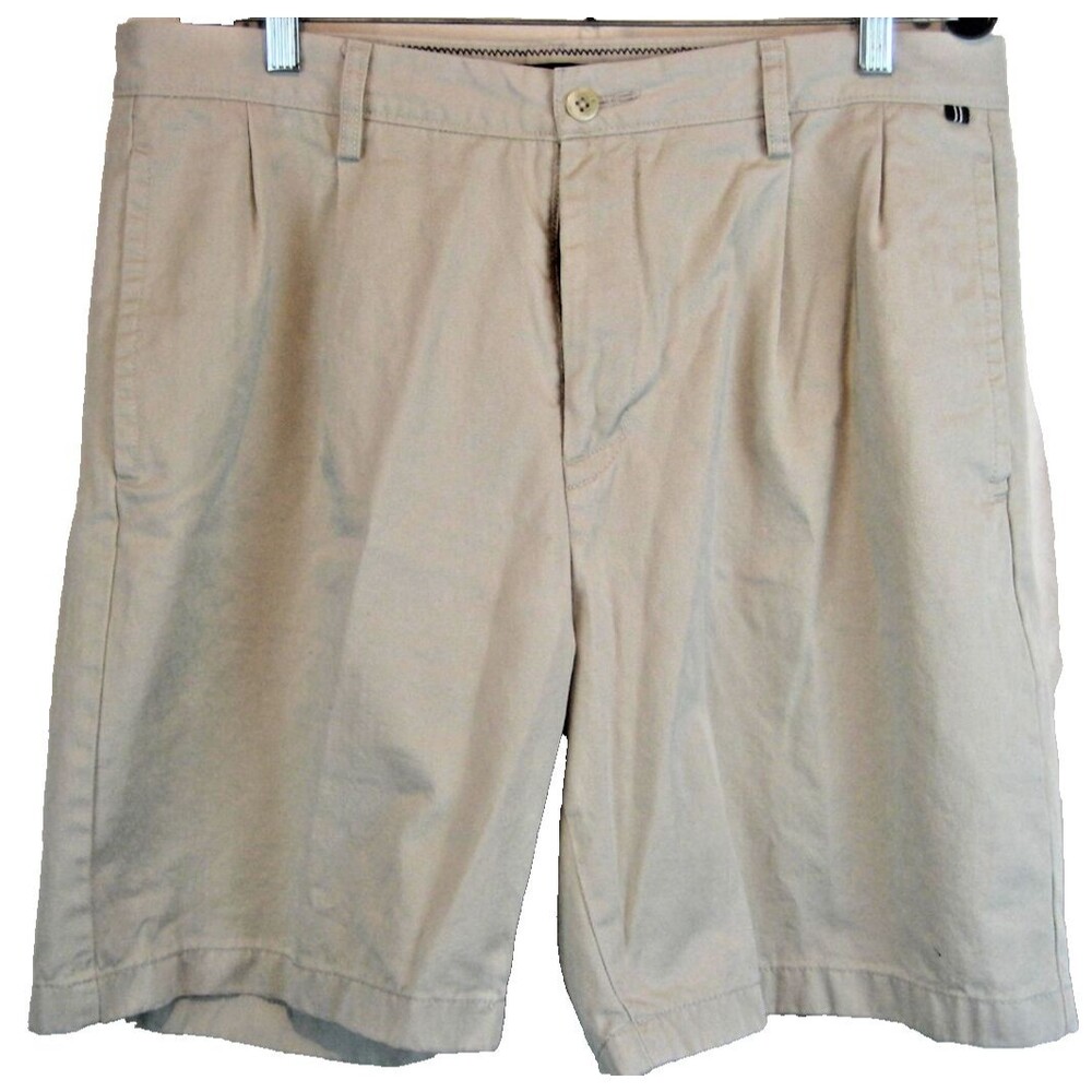 Mens Nautica Khaki Cotton Pleated Casual Shorts sz 36x9